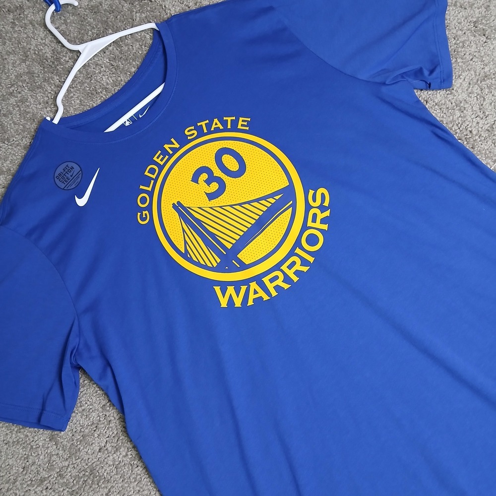 Nike Golden State Warriors Stephen Curry 30 Dri-FIT Blue T-Shirt Mens XL